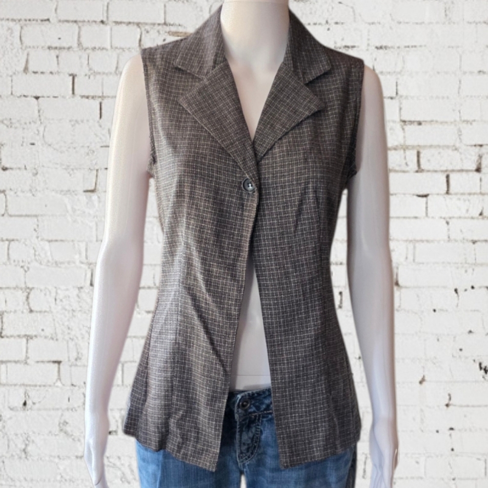 Vintage 90s Rouge Helium Glen Plaid Sleeveless Blazer Vest